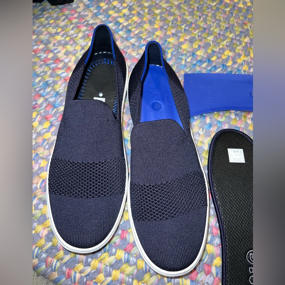 Rothy's The Sneaker Maritime Lattice Stitch Navy Slip On Shoes Women’s Size 9.5